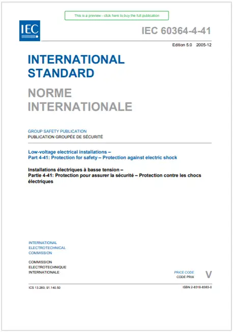 IEC 60364-4-41/AMD1:2017 / Protection against electric shock